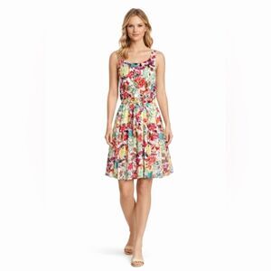Alice + Olivia Alina Silk Dress Size M Colorful Floral Sleeveless Lined Dress